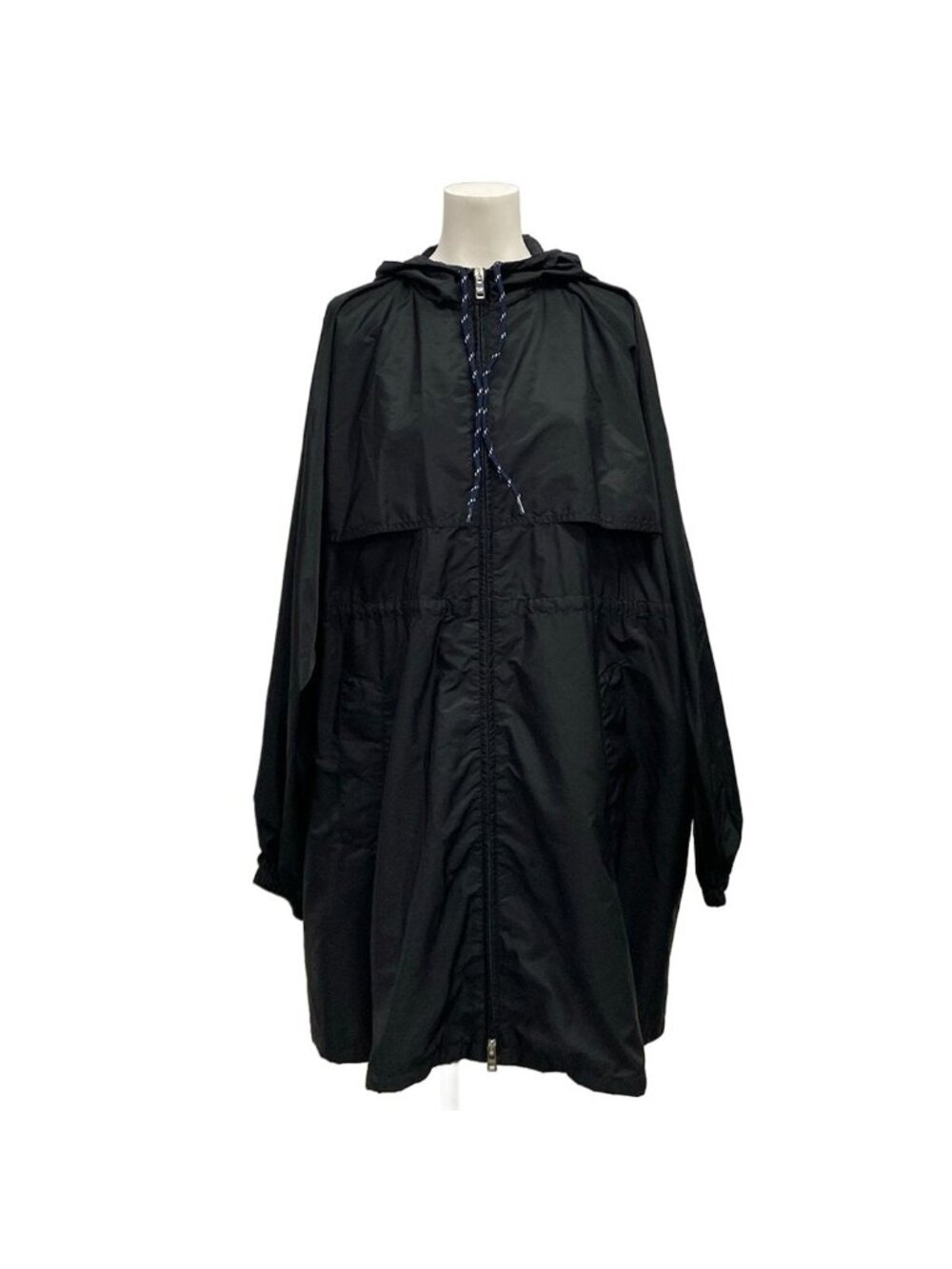 Prada Coat S Lightweight Re-Nylon Rain Hooded Black